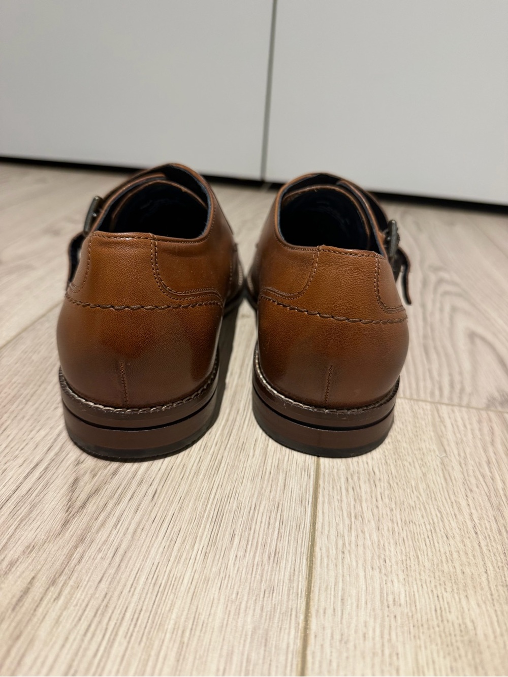Cole Haan Men's Tan Double Monk Strap Leather Oxfords - Picture 3 of 4